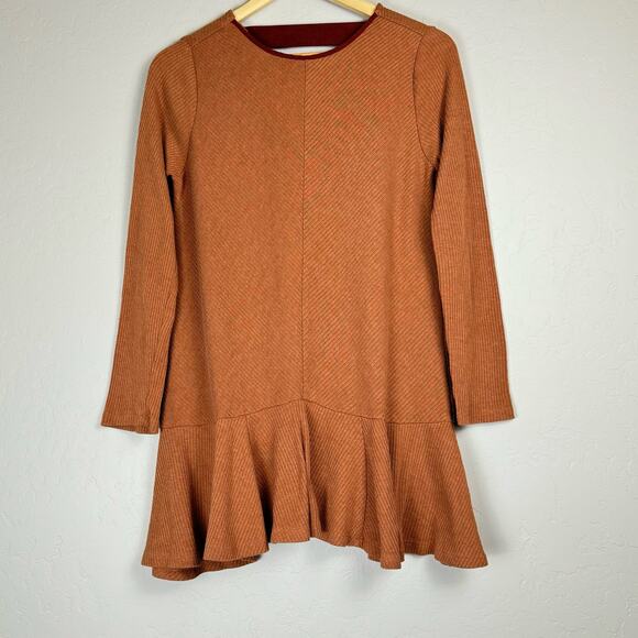 THML Anthro Women's Small Burnt Orange Soft Flowy Long Sleeve Sweater Ruffle - Picture 12 of 13